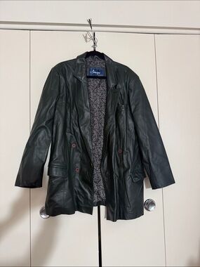 Cougar Dark Green Leather Blazer Jacket